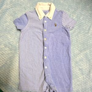 Ralph Lauren Baby Boy Short-Sleeve Colorblock/Stripe Shortall